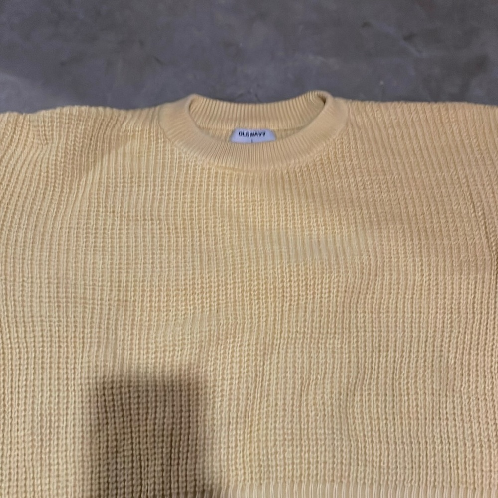 womens large old navy cropped yellow knit sweater